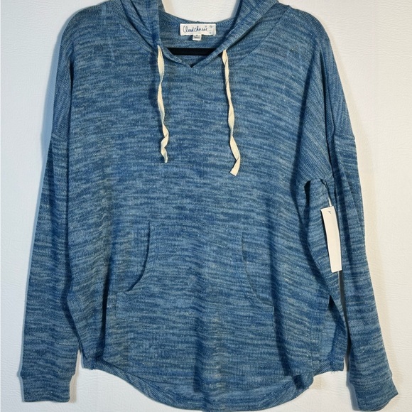 Cloud Chaser Casual Blue Hooded Knit Sweatshirt Small New - Picture 1 of 5
